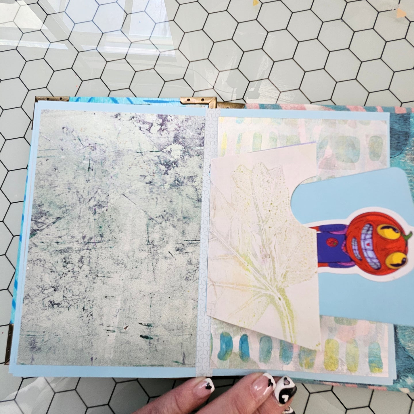 Hand-Painted Journal 5.5" x 7" - Multi-Media Painted Pages, Accordion Binding, Magnetic Closure