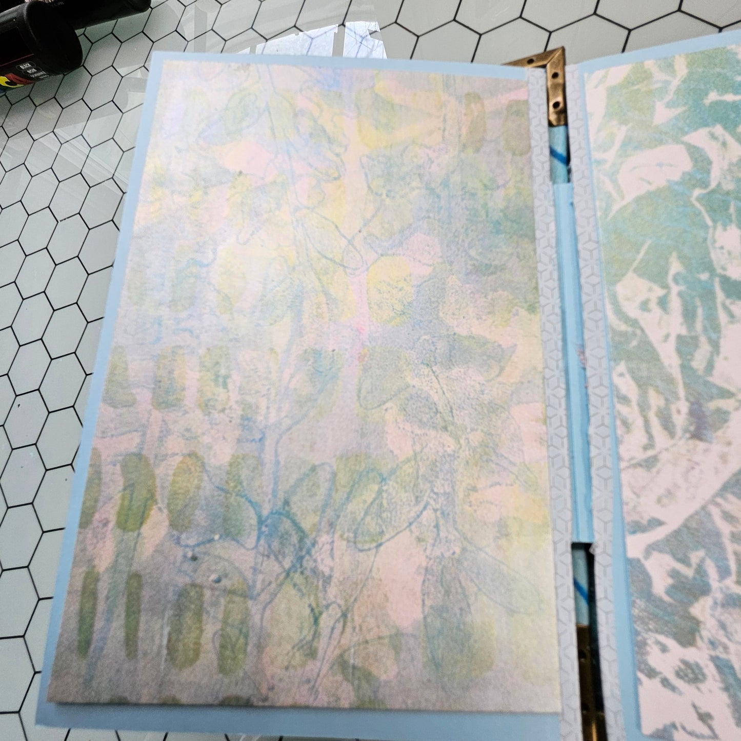 Hand-Painted Journal 5.5" x 7" - Multi-Media Painted Pages, Accordion Binding, Magnetic Closure