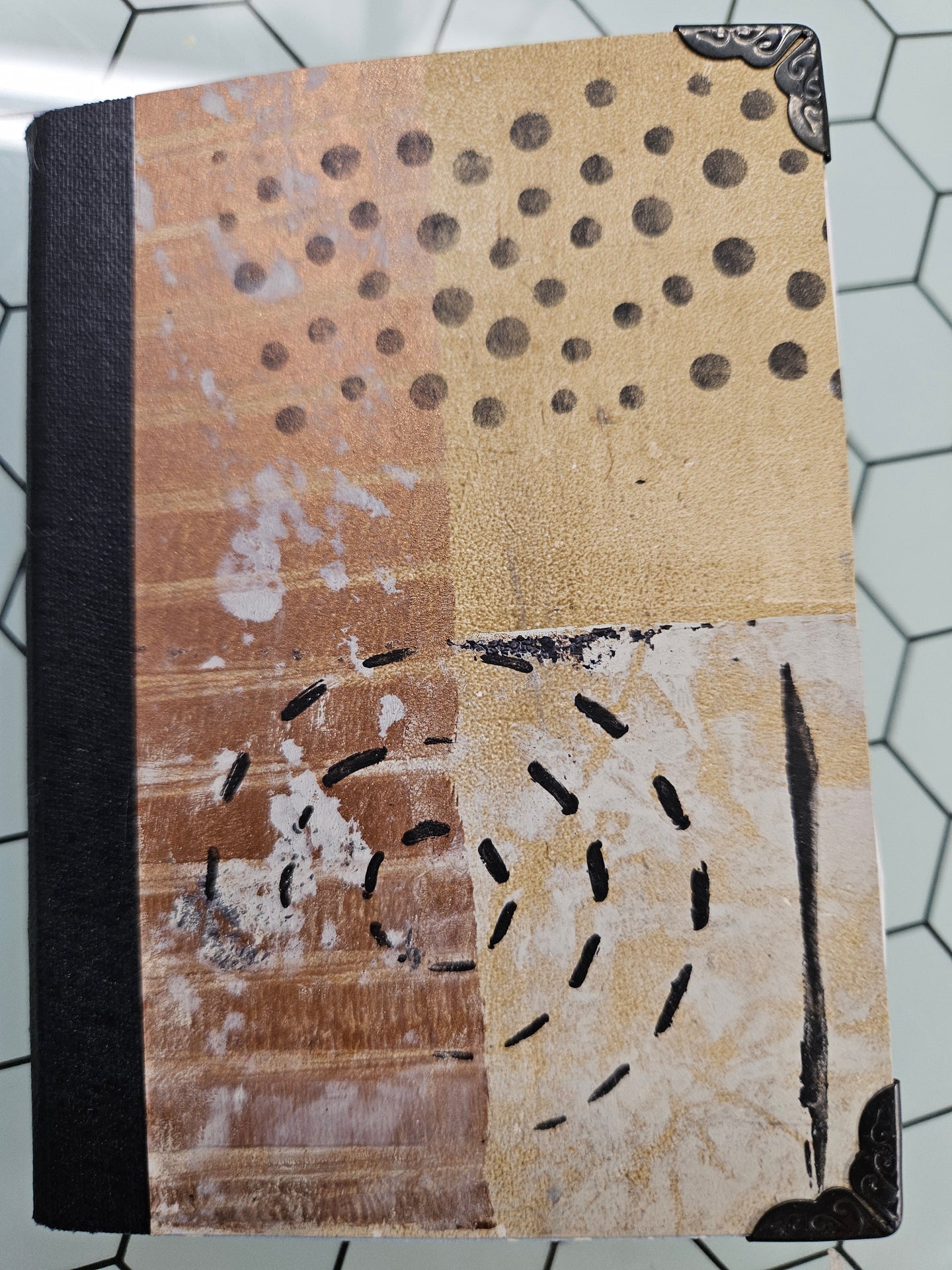 Set of 3 Brown/Gold/Black Covered Mini Pocket Journals 4.5" x 3.25" - College Ruled Paper Inside
