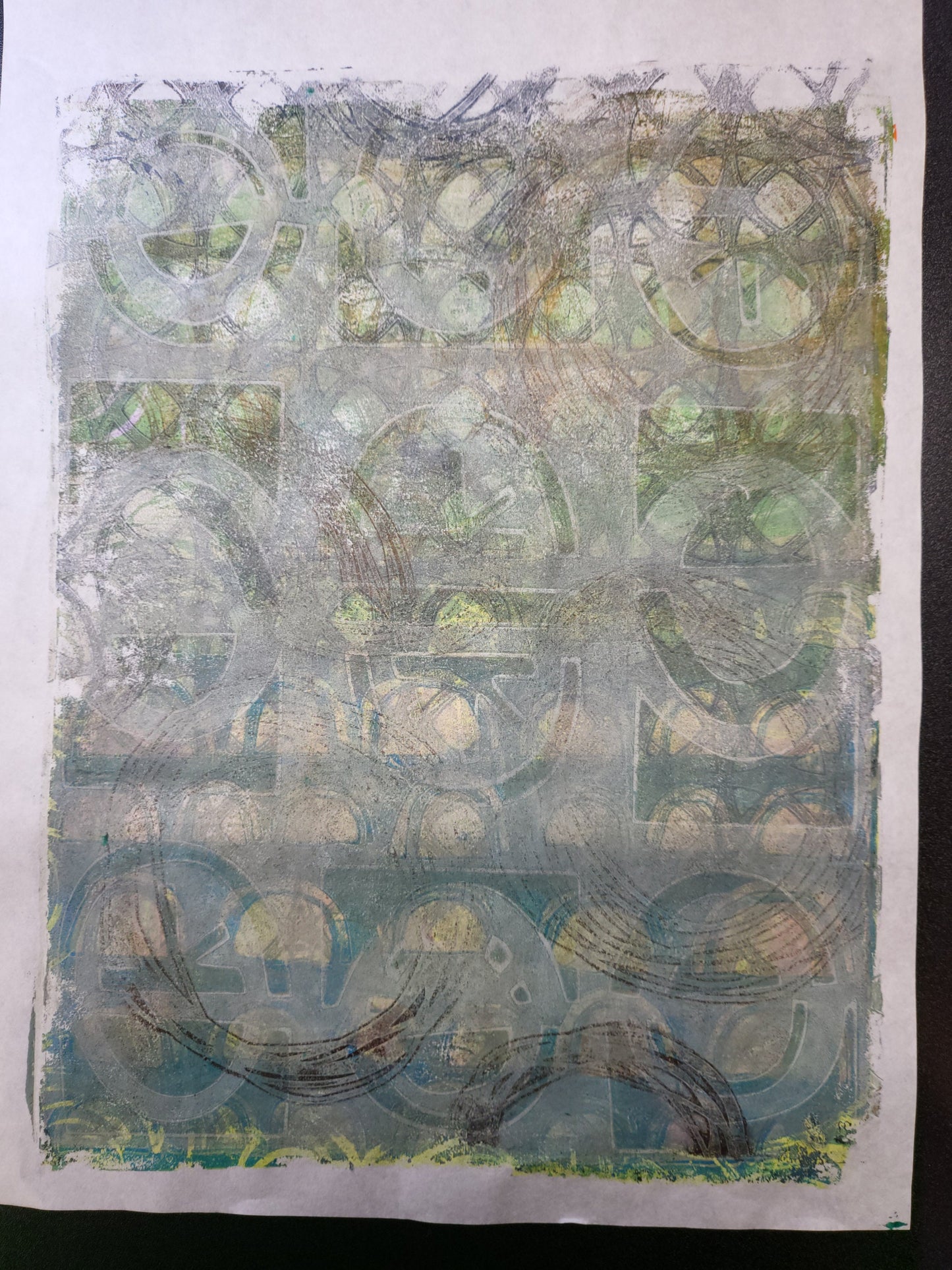 Muted Mod - Green, Brown, Blue, Parchment 9.5" x 13" Rice Paper (2 sheets)
