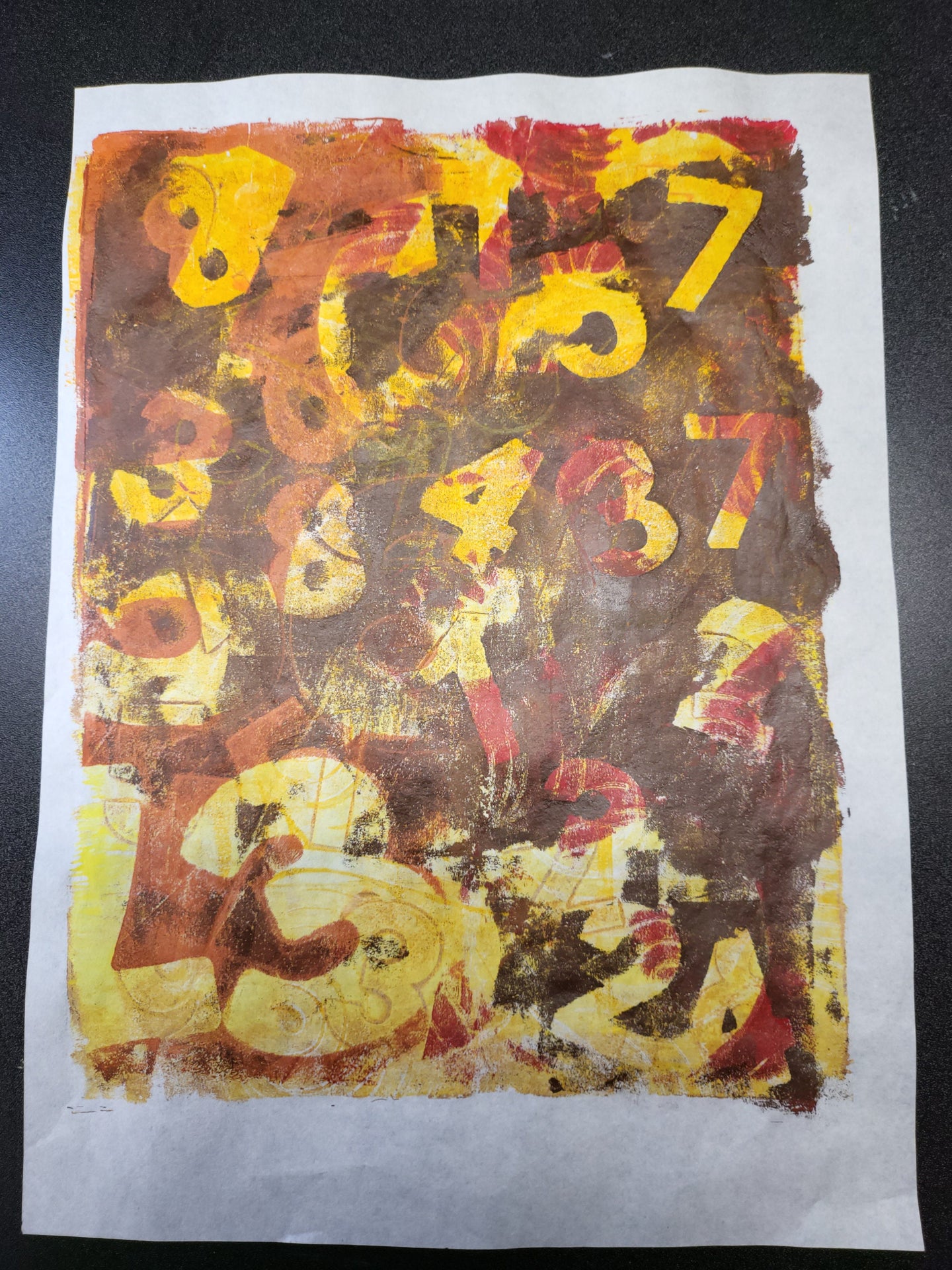 Orange, Yellow, Brown, Numbers 9.5" x 13" Rice Paper