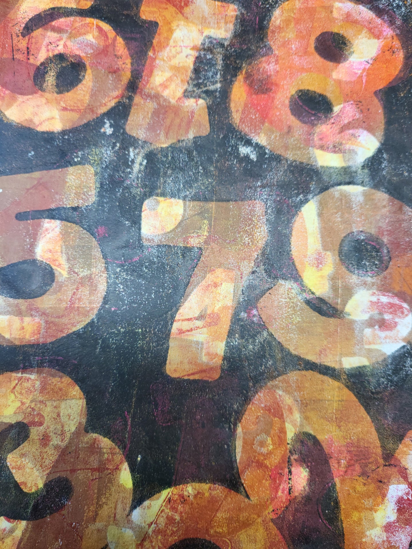 Numbers, Black, Red, Orange, Yellow 9.5" x 13" Rice Paper