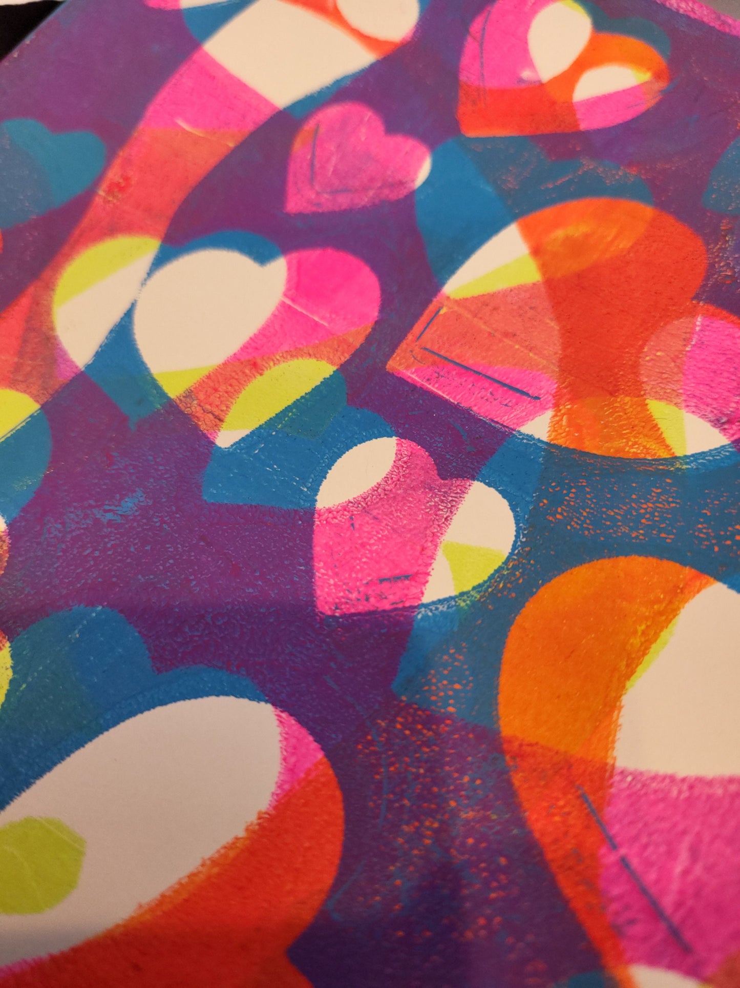 Bright Neon Hearts, Blue, Pink, Yellow 8"x10" Cardstock