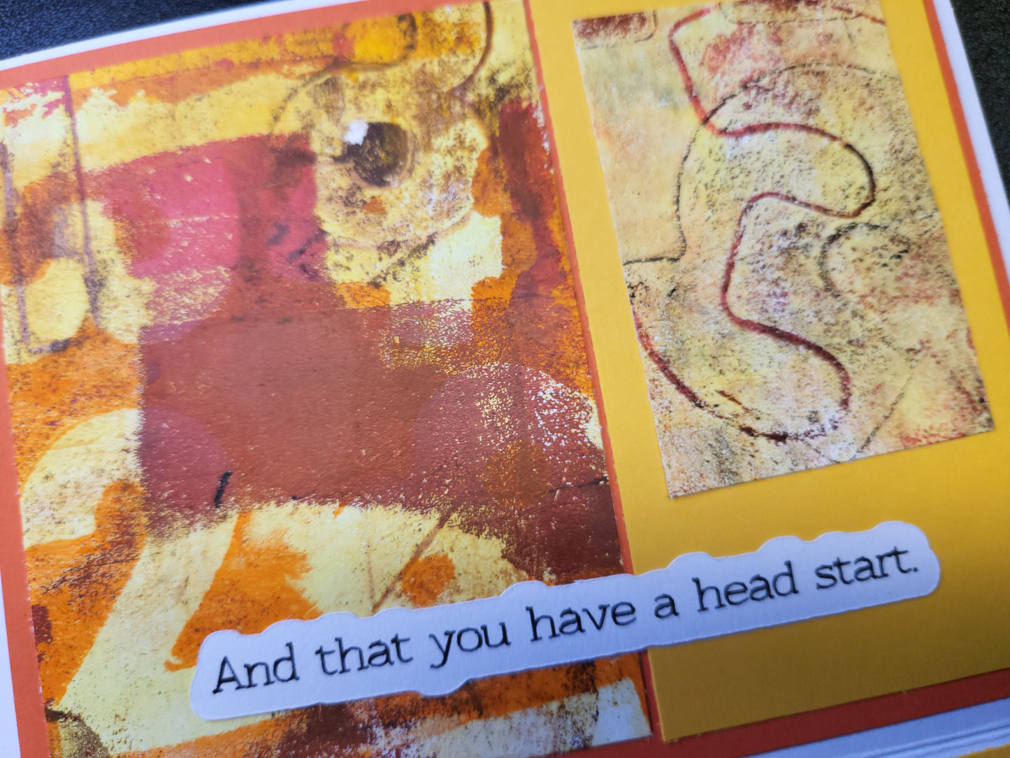 Birthday Head Start (with matching designed envelope) - Funny - Unique Acrylic Monotype