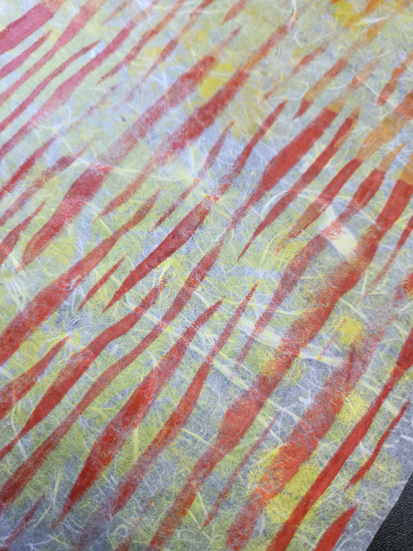 Orange, Yellow, Stripe A4 size, handmade, white, mulberry paper