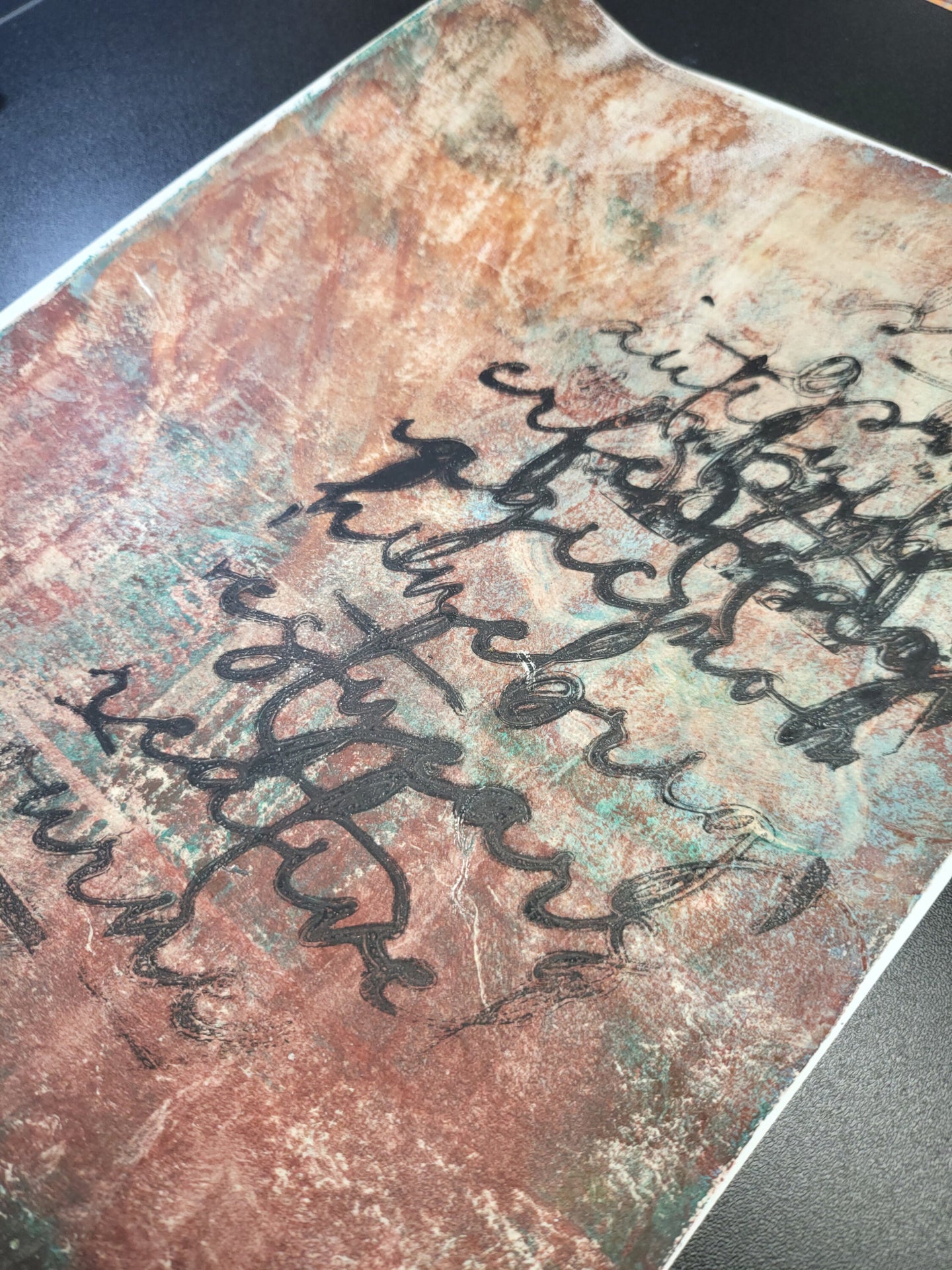 Patina, Brown, Teal, Parchment, Black Writing 8.5"x11" Cardstock